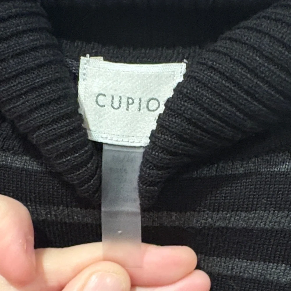 Cupio Black and Gray Striped Turtleneck Sweater nwot - Picture 2 of 4